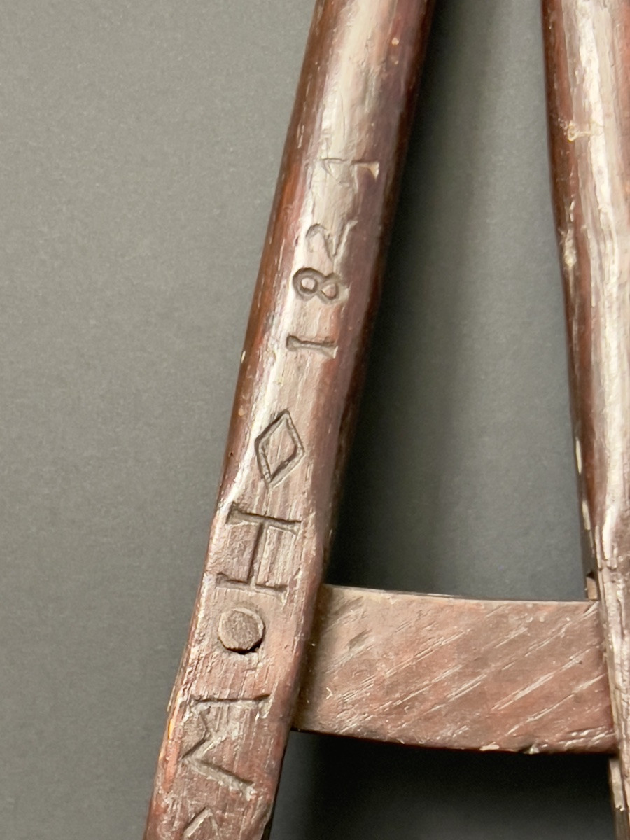 Large Engraved Wooden Carpenter's Compass – Dated 1824-photo-8