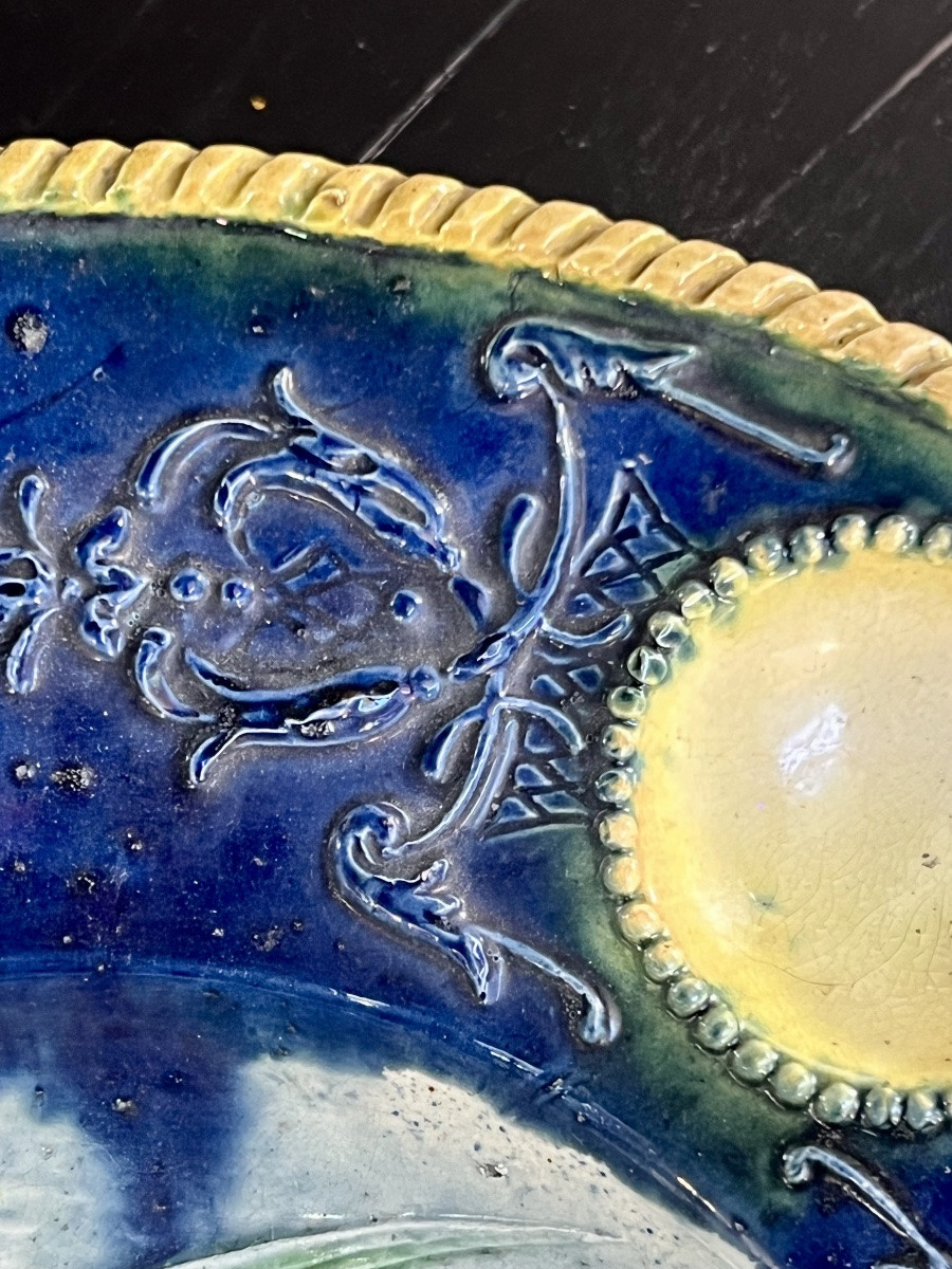Large Oval Dish In Glazed Earthenware – School Of Bernard Palissy (19th Century)-photo-5