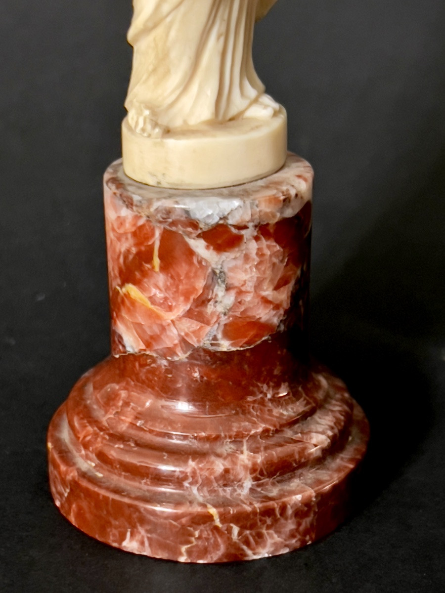 Statuette in ivory – virgin with lilies – signeda. goothals – late 19th / early 20th -flanders-photo-3