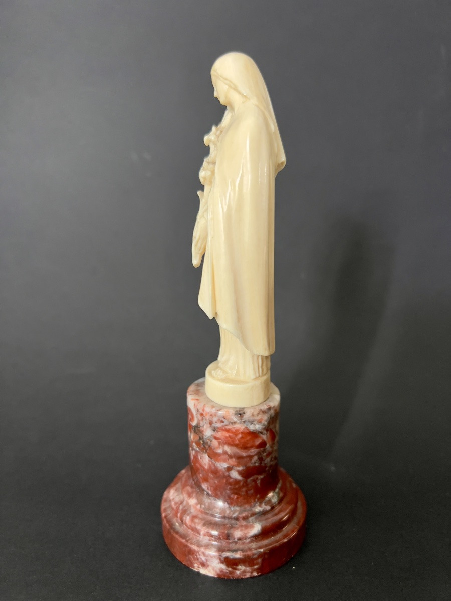 Statuette in ivory – virgin with lilies – signeda. goothals – late 19th / early 20th -flanders-photo-1