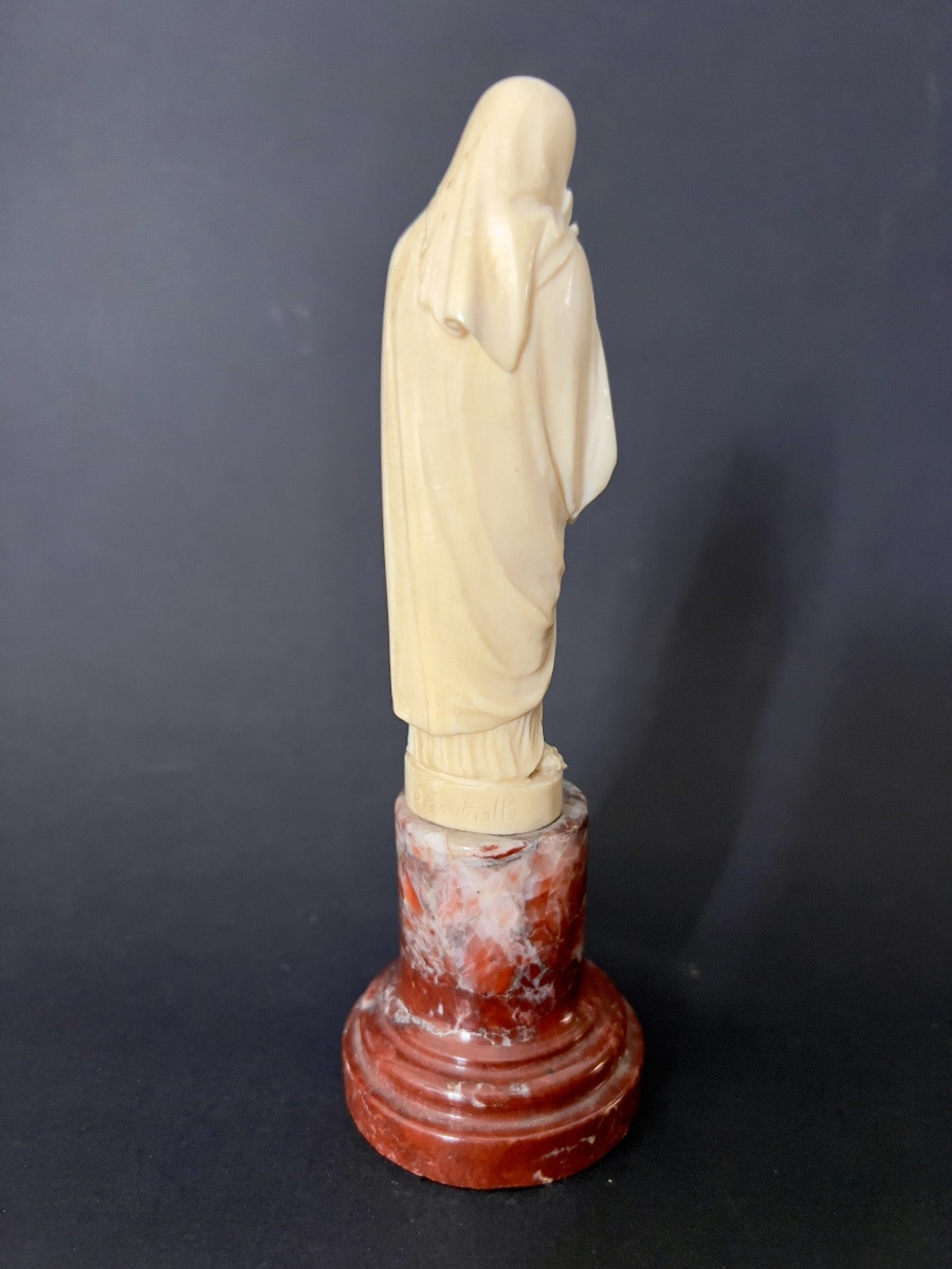 Statuette in ivory – virgin with lilies – signeda. goothals – late 19th / early 20th -flanders-photo-2