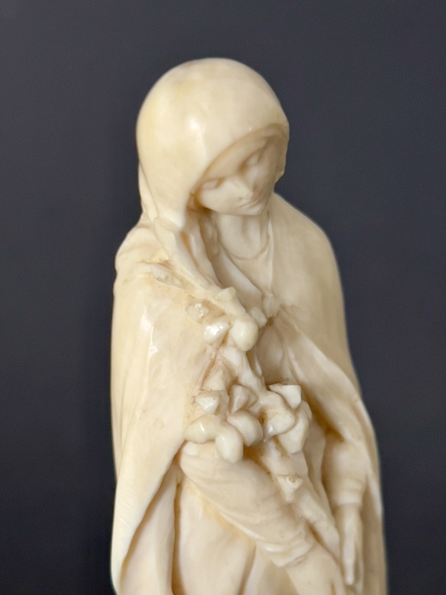 Statuette in ivory – virgin with lilies – signeda. goothals – late 19th / early 20th -flanders-photo-6