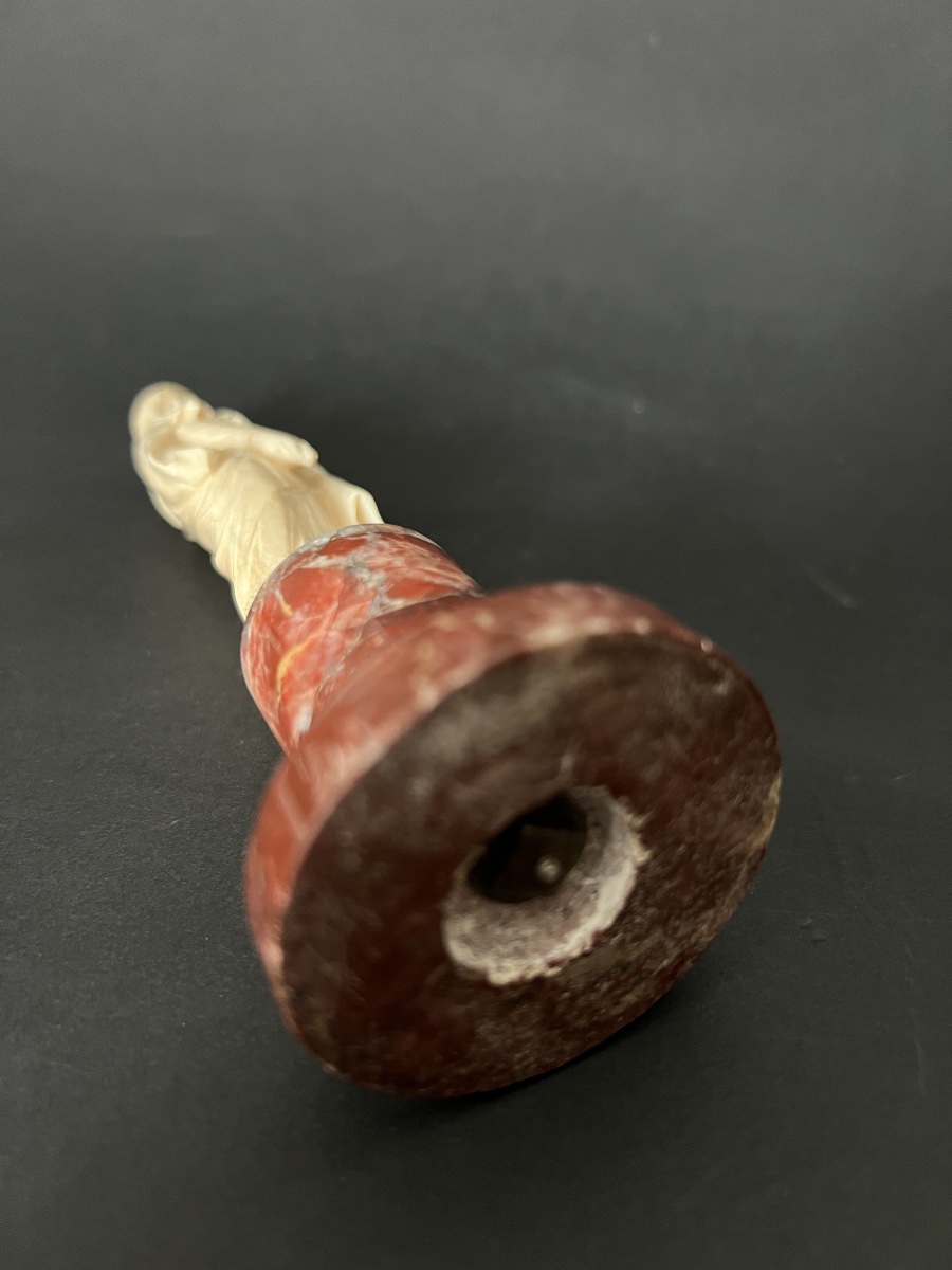 Statuette in ivory – virgin with lilies – signeda. goothals – late 19th / early 20th -flanders-photo-7