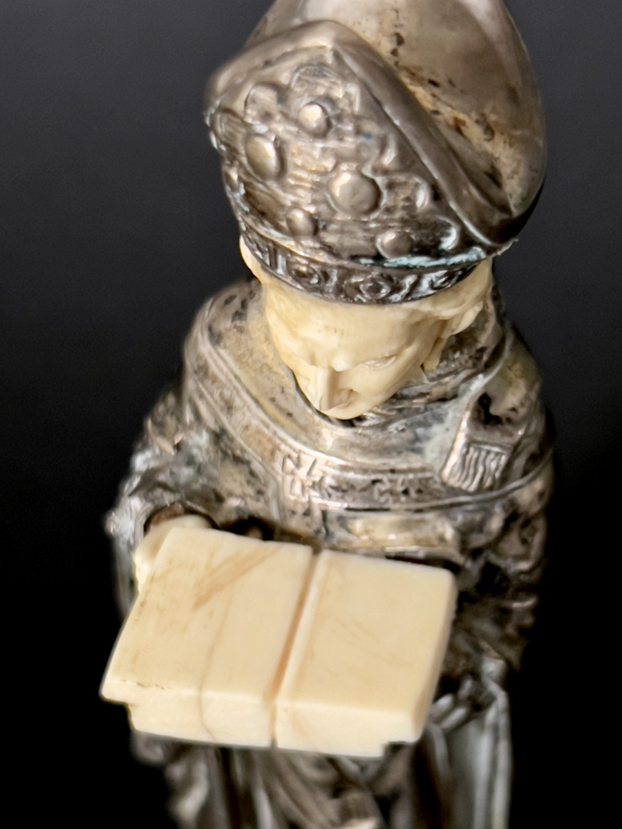 Silver And Bone Bishop Statuette - France-photo-2