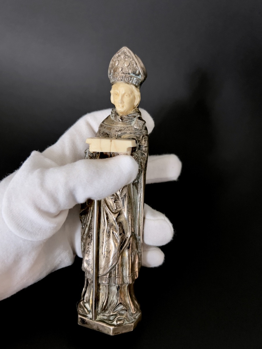 Silver And Bone Bishop Statuette - France-photo-3