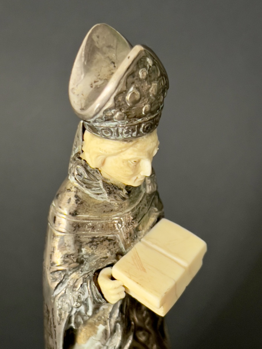 Silver And Bone Bishop Statuette - France-photo-3