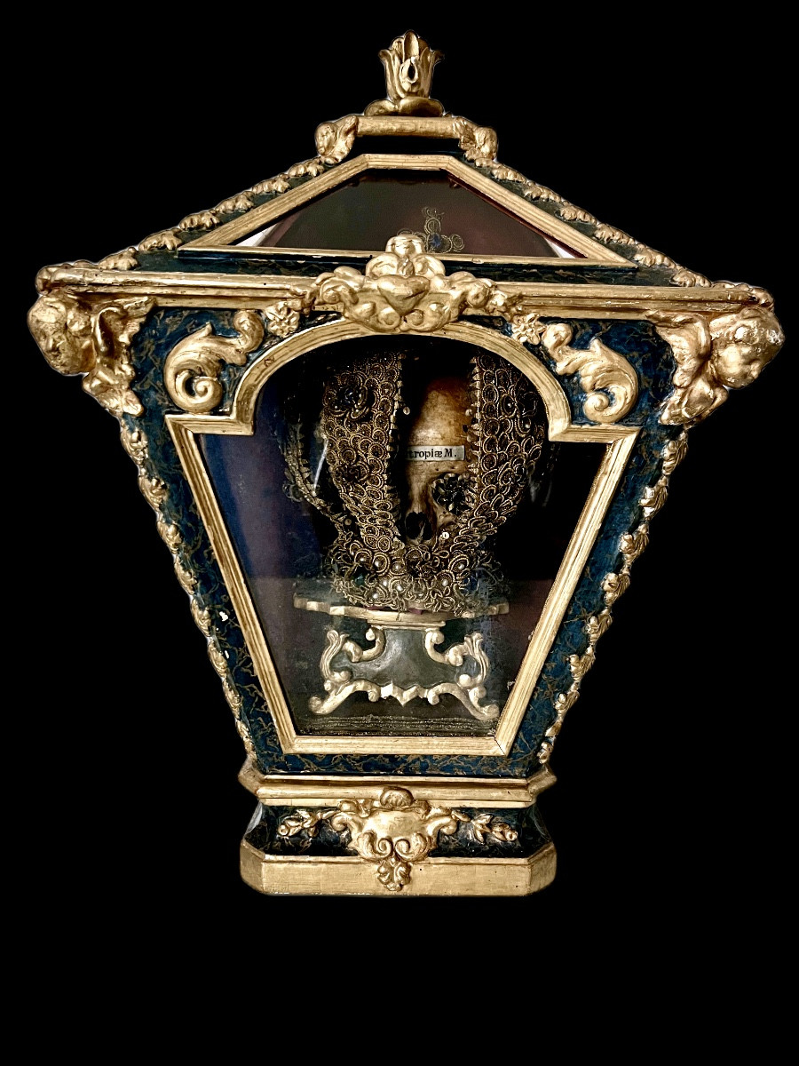 Unique et rare chasse-reliquaire du chef de sainte Eutropia, martyre -  Italie, XVIIIᵉ siècle