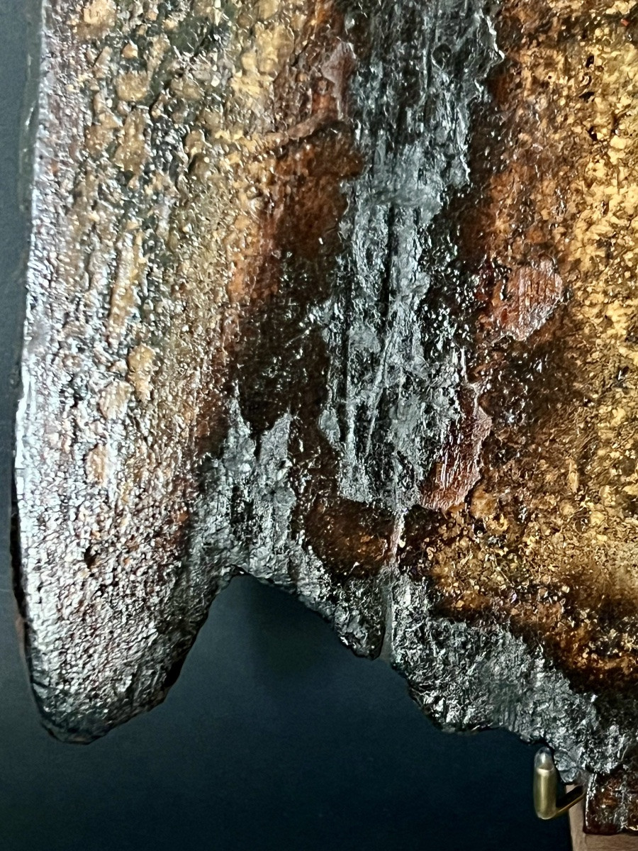 Icône peinte sur bois – Saint Georges terrassant le dragon fin XVIIè - début XVIIIè siècle-photo-2