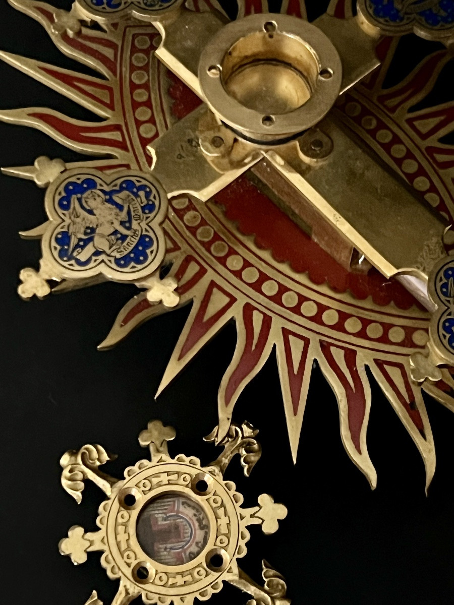 Monstrance-reliquaire néogothique aux Évangélistes – avec relique de la Vraie Croix-photo-7