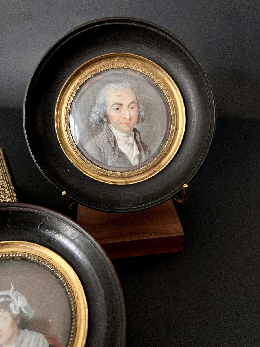 Pair Of Miniature Portraits, Late 18th Century - France-photo-2
