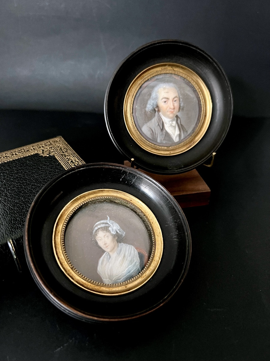 Pair Of Miniature Portraits, Late 18th Century - France