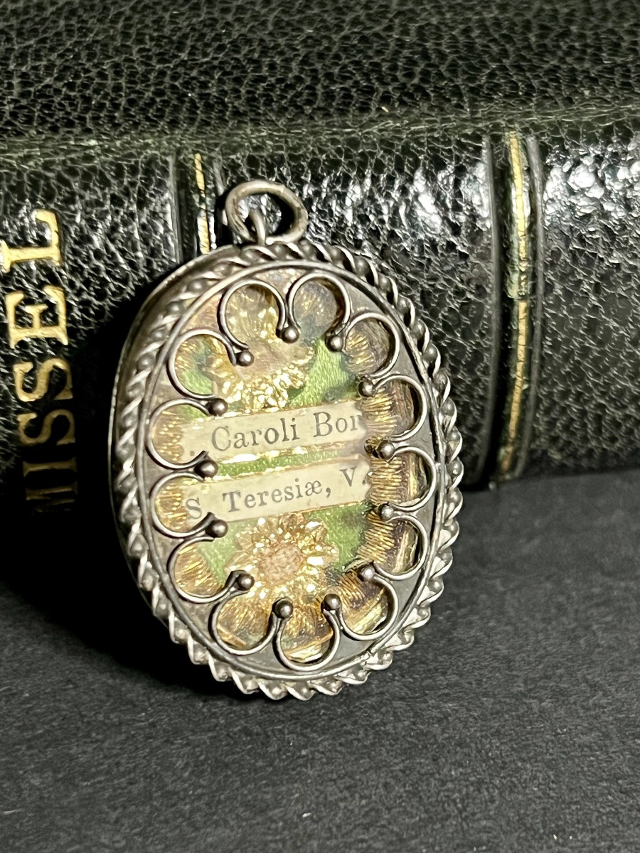 Reliquaire ovale double – Saint Charles Borromée et Sainte Thérèse Vierge Italie - XIXè-photo-1