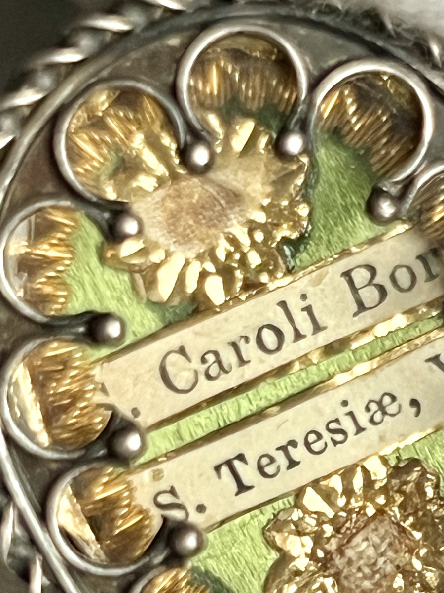 Reliquaire ovale double – Saint Charles Borromée et Sainte Thérèse Vierge Italie - XIXè-photo-7