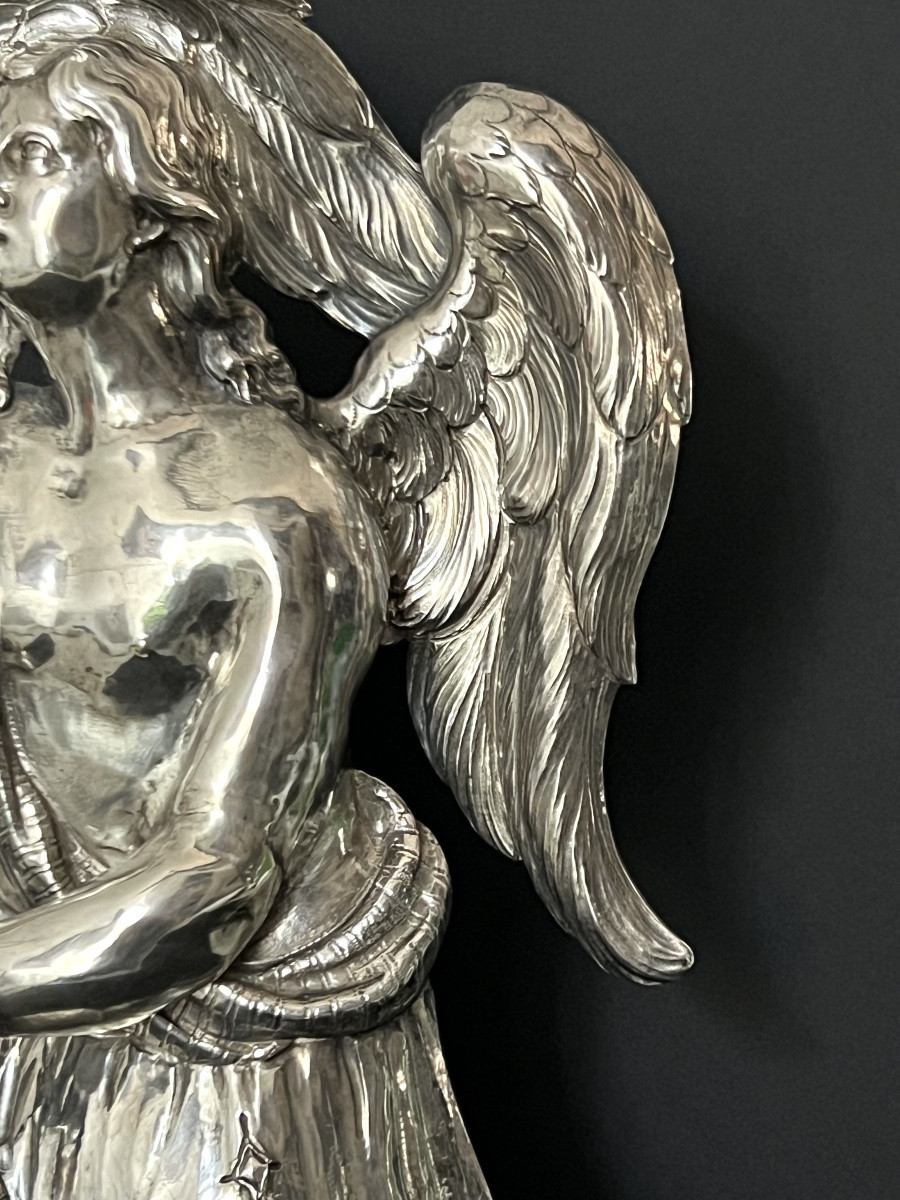Exceptional Pair Of Silver  Ceroferous Angels Or  Candle-bearing Angels – Brussels, 1681–1682 -photo-1