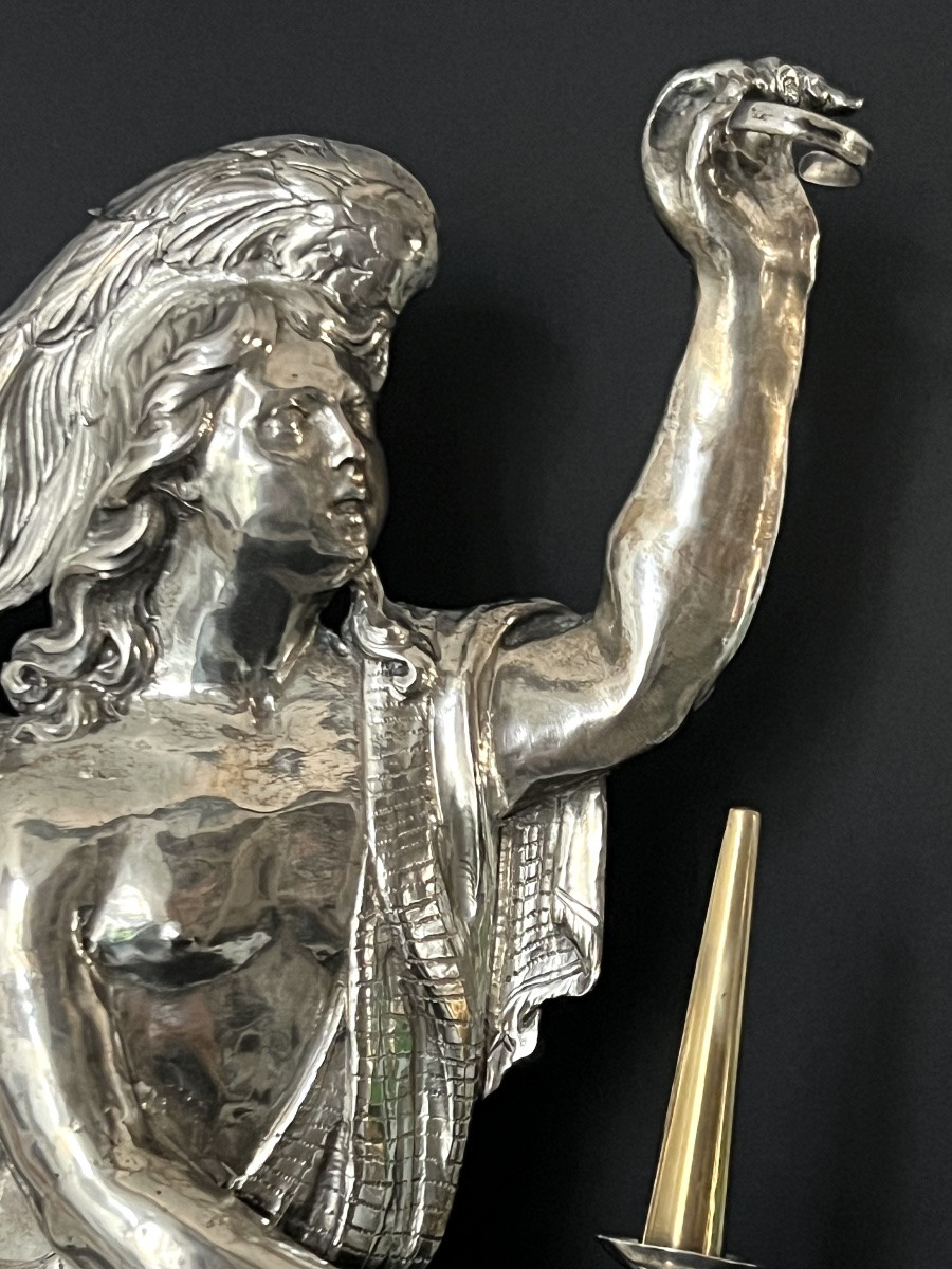 Exceptional Pair Of Silver  Ceroferous Angels Or  Candle-bearing Angels – Brussels, 1681–1682 -photo-5