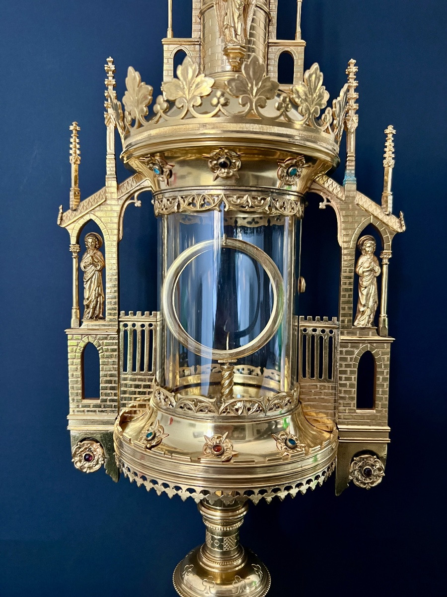 Neo-gothic Monstrance In The Shape Of A Tower – Late 19th / Early 20th Century – Bourdon (ghent) -photo-1