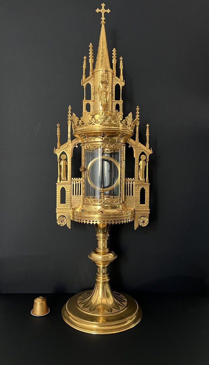 Neo-gothic Monstrance In The Shape Of A Tower – Late 19th / Early 20th Century – Bourdon (ghent) -photo-8