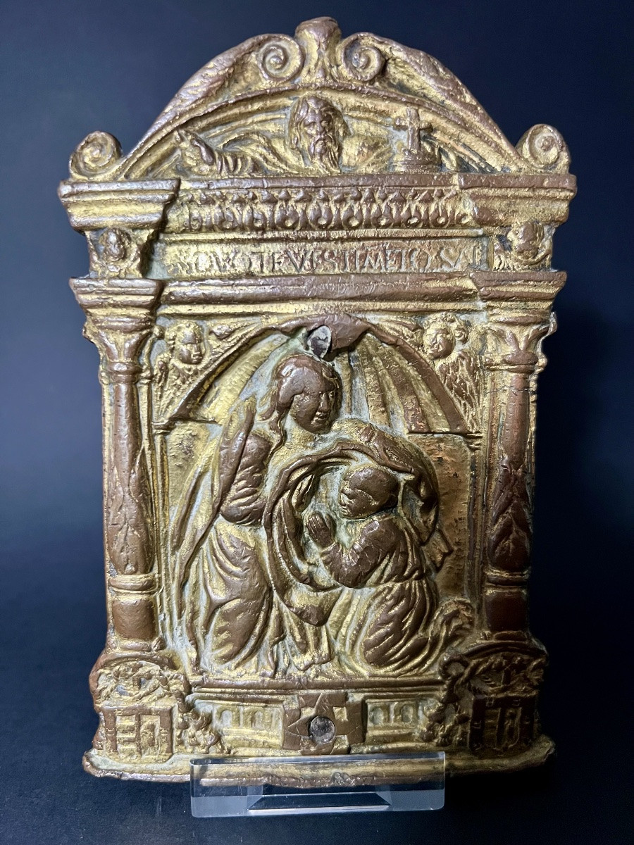 Baiser de paix (Pax) en bronze doré – Saint Ildefonse de Tolède  Espagne - XVIè-photo-1