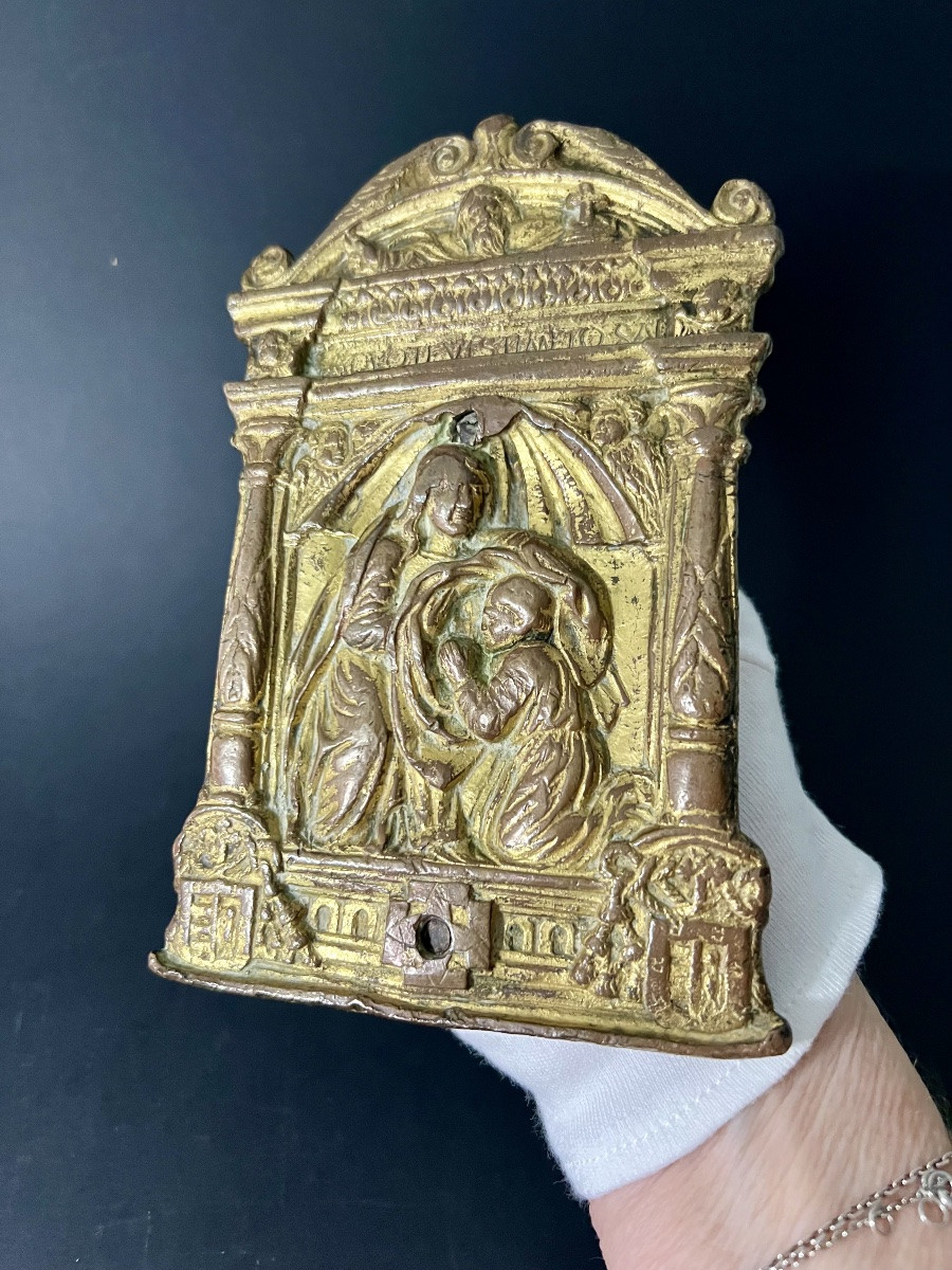 Baiser de paix (Pax) en bronze doré – Saint Ildefonse de Tolède  Espagne - XVIè-photo-3