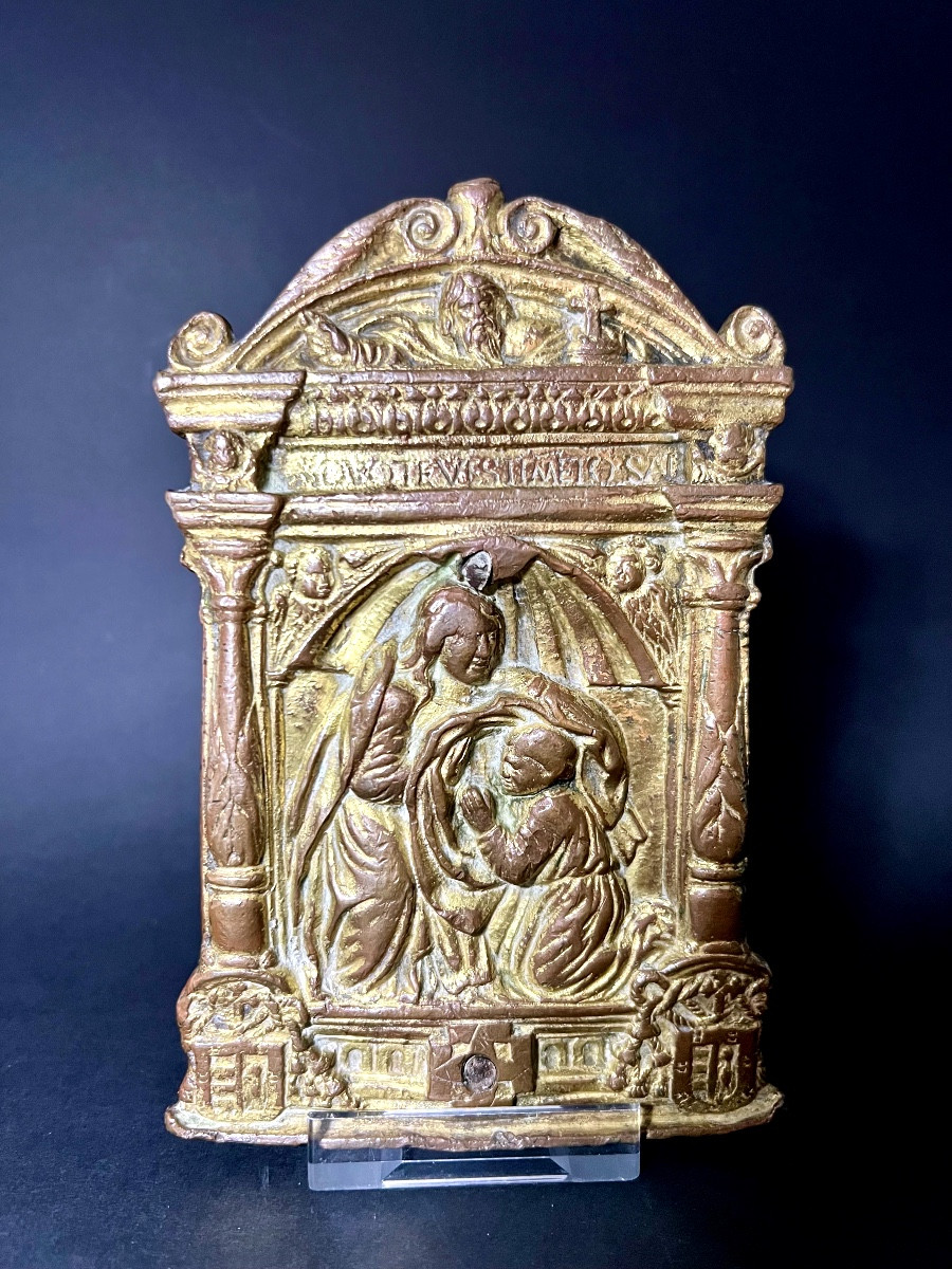 Baiser de paix (Pax) en bronze doré – Saint Ildefonse de Tolède  Espagne - XVIè