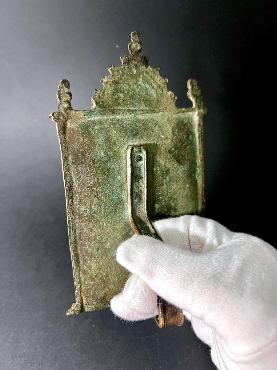 Kiss Of Peace (pax) In Gilded And Polychrome Bronze – Pietà, Mater Dolorosa, Spain, 16th Century-photo-2