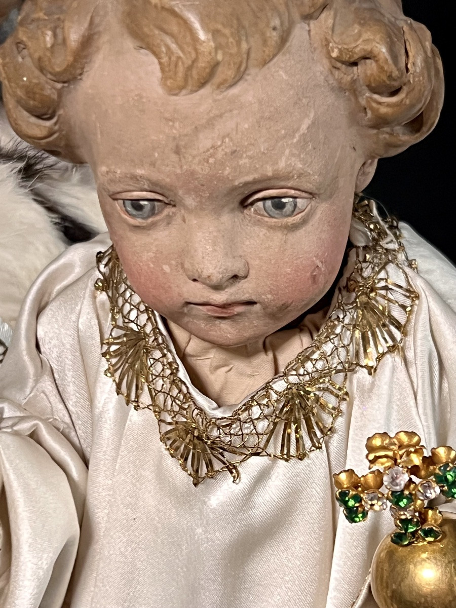 Large Statue Of The Crowned Virgin And Child – 19th Century – 120 Cm-photo-3