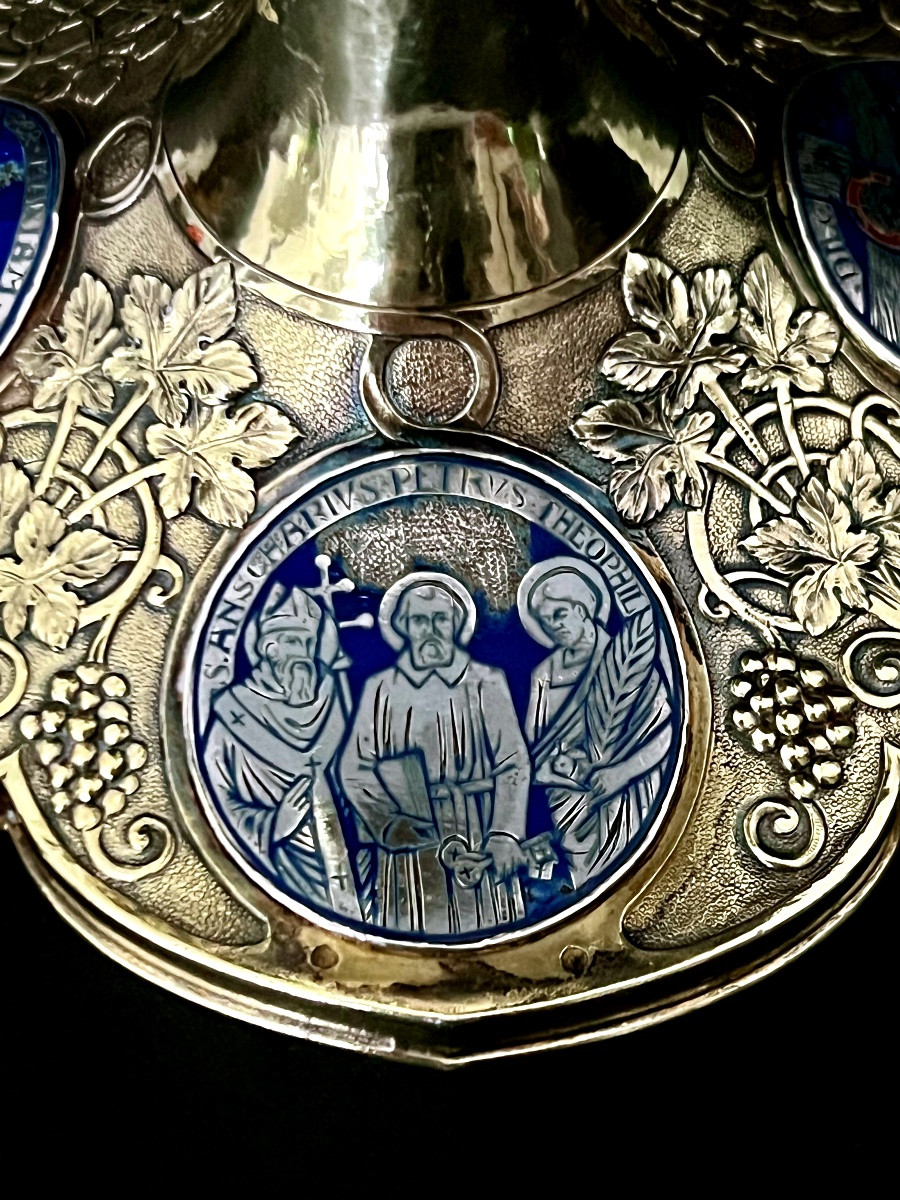 Calice d’ordination en argent vermeil, émaux champlevés – Europe centrale, daté 1920-photo-3