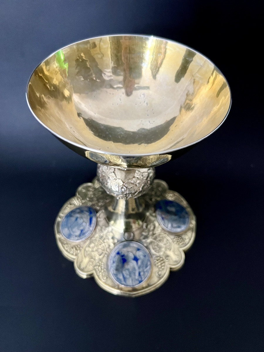 Calice d’ordination en argent vermeil, émaux champlevés – Europe centrale, daté 1920-photo-1