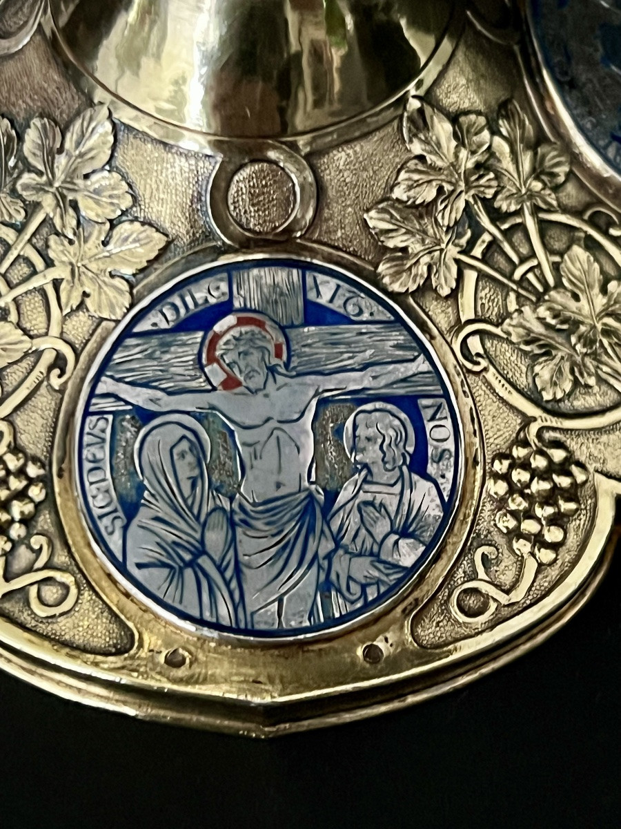 Calice d’ordination en argent vermeil, émaux champlevés – Europe centrale, daté 1920-photo-2