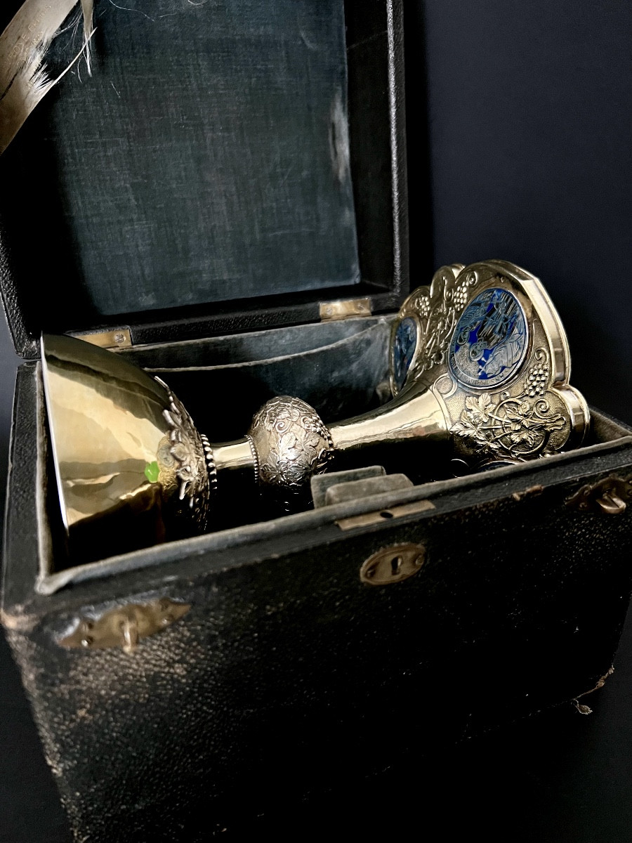 Calice d’ordination en argent vermeil, émaux champlevés – Europe centrale, daté 1920-photo-8