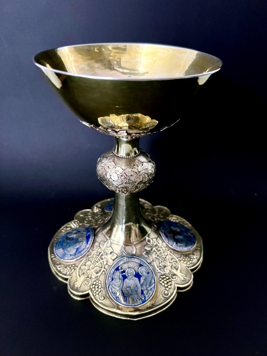 Calice d’ordination en argent vermeil, émaux champlevés – Europe centrale, daté 1920