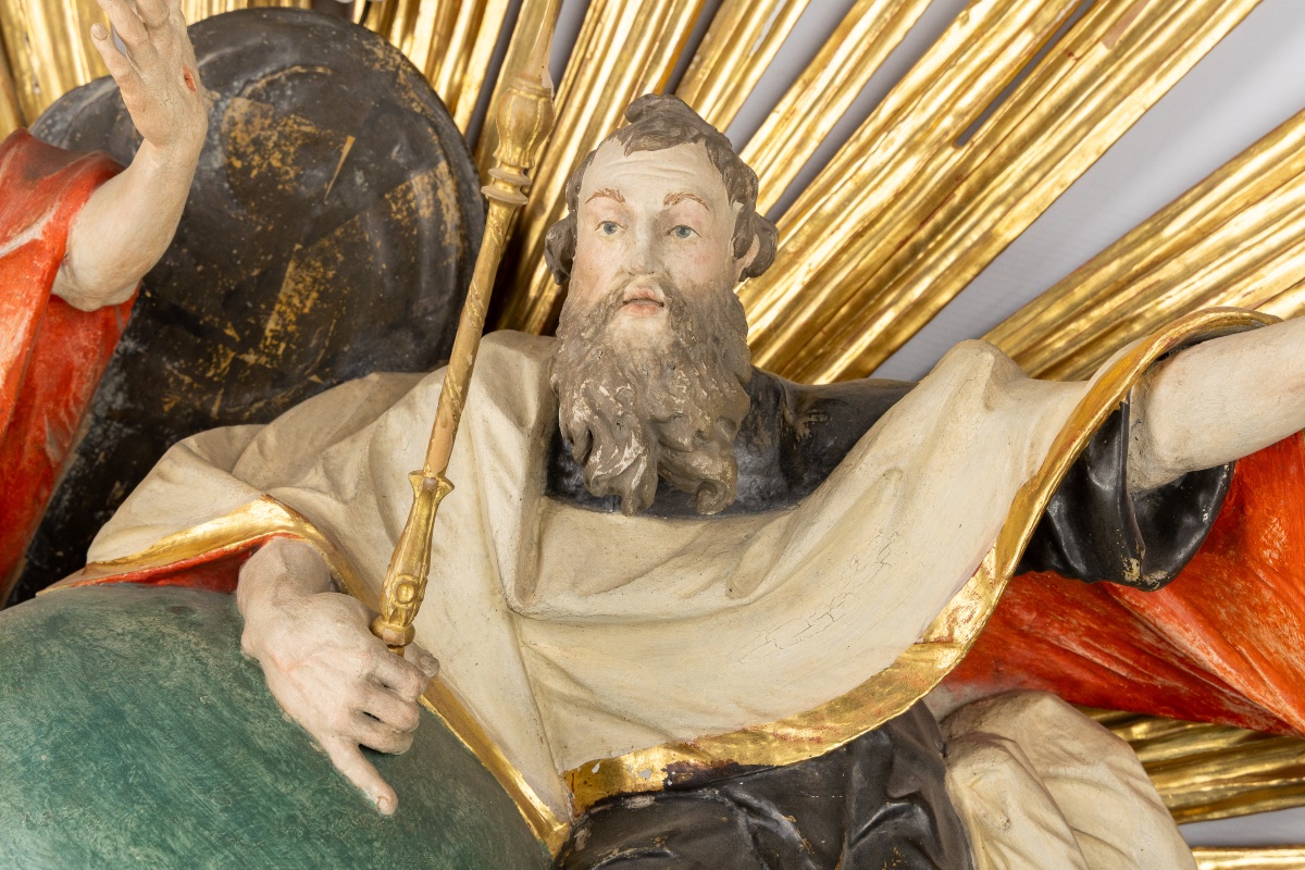 Monumentale Sainte Trinité  à gloire rayonnante  -  fin XIXè - 1m40x1m40-photo-2