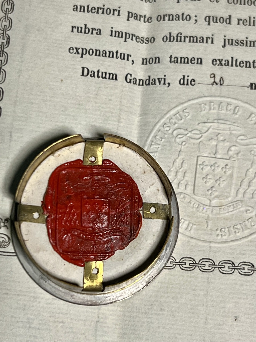 Teca-type Reliquary With Authentic Episcopal Seal – Ghent, 1864-photo-2
