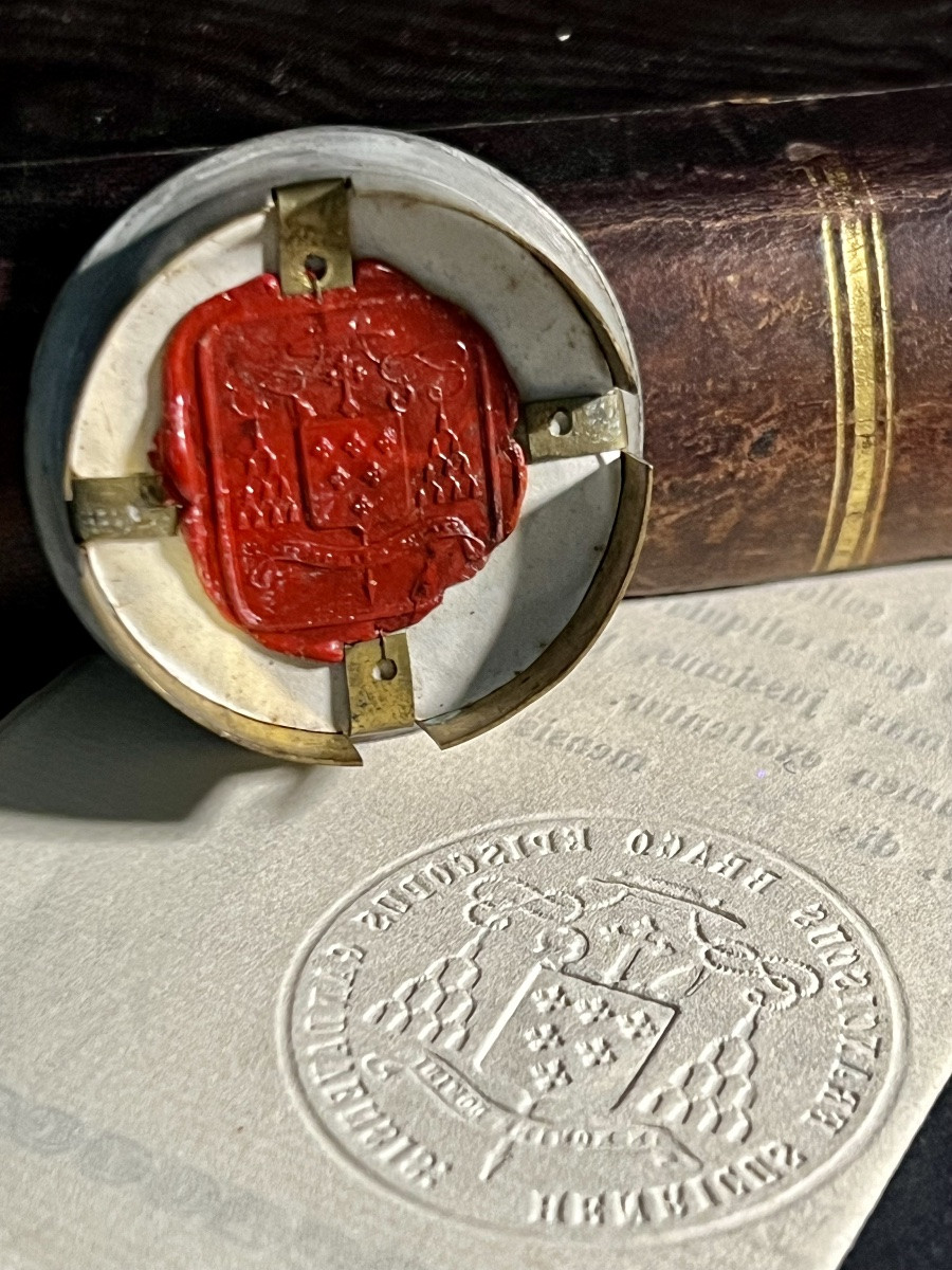 Teca-type Reliquary With Authentic Episcopal Seal – Ghent, 1864-photo-3