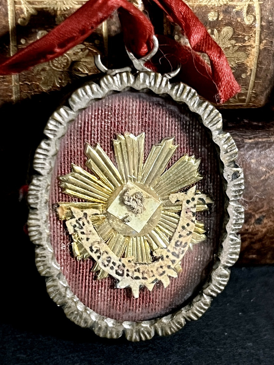 Oval Reliquary In Silvered Metal - Ex Ossibus , 18th  Century - Italy