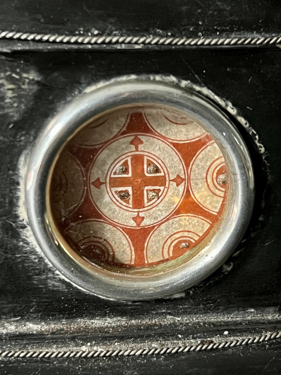 Reliquary Crucifix For Altar In Ebonized Wood And Massive  Silver – 19th Century-photo-4