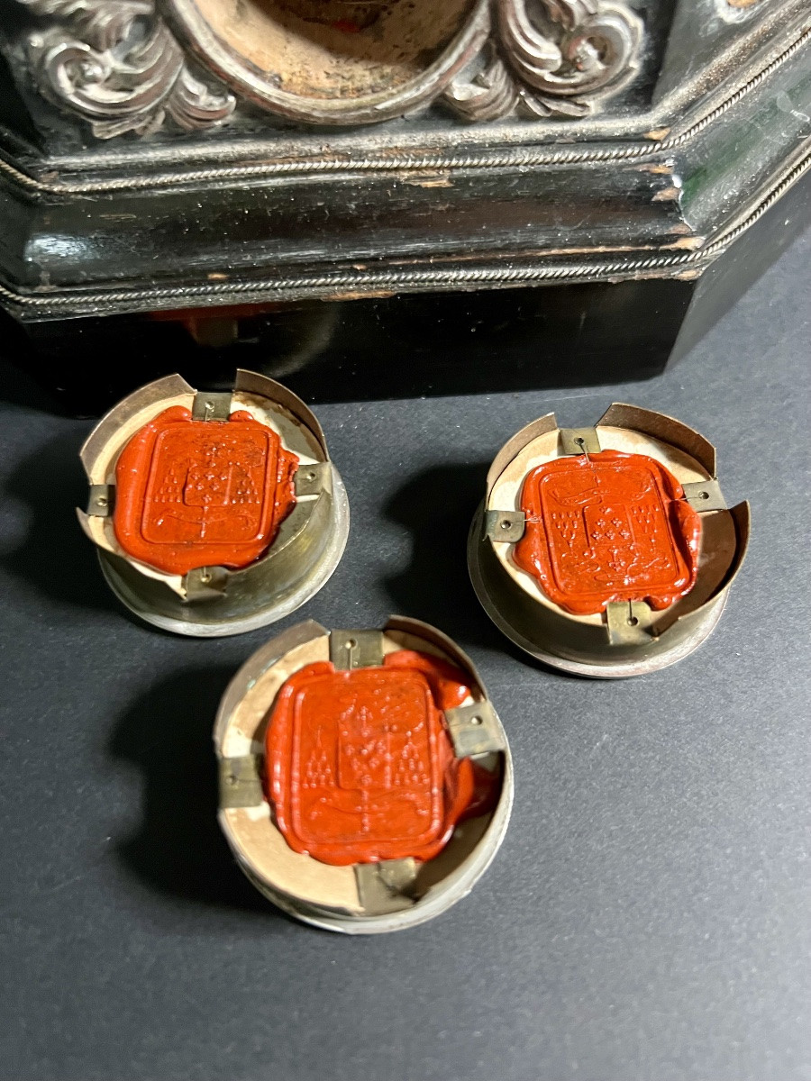 Reliquary Crucifix For Altar In Ebonized Wood And Massive  Silver – 19th Century-photo-7