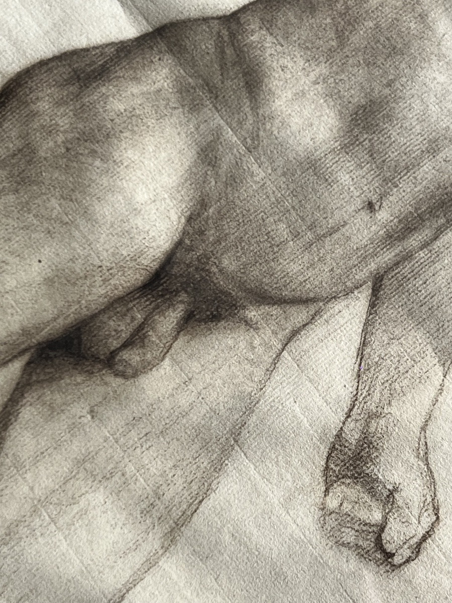 Dessin académique – Étude de nu masculin – Signé-photo-3