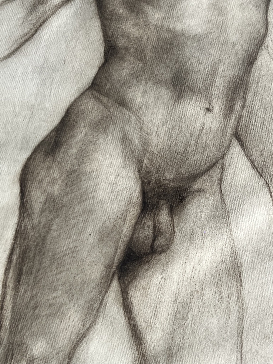 Dessin académique – Étude de nu masculin – Signé-photo-4