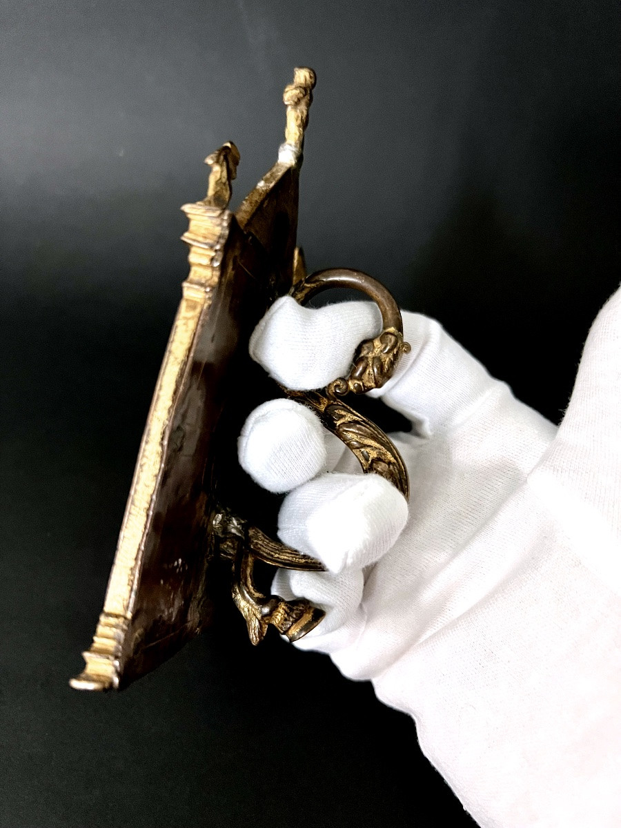 Rare Gilt Bronze Kiss Of Peace – Calvary – Aragon, Circa 1570-1590-photo-2