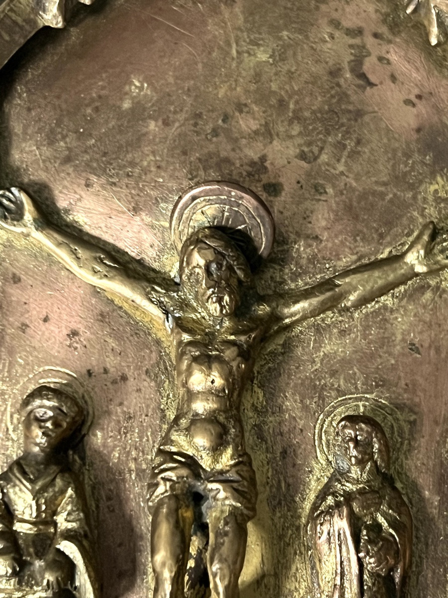 Kiss Of Peace In Gilded And Enameled Copper – Gothic Calvary – Circa 1500-1525-photo-2