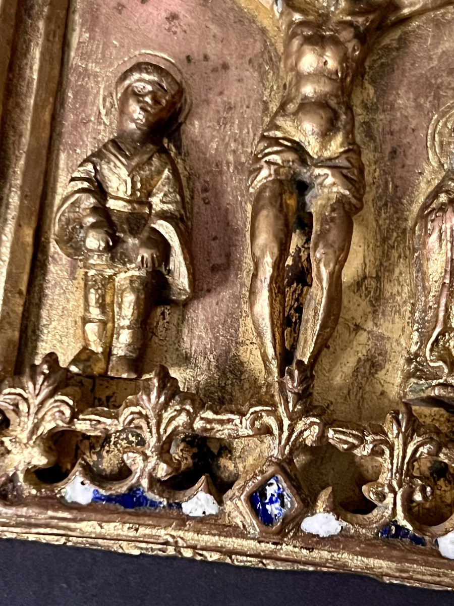 Kiss Of Peace In Gilded And Enameled Copper – Gothic Calvary – Circa 1500-1525-photo-3