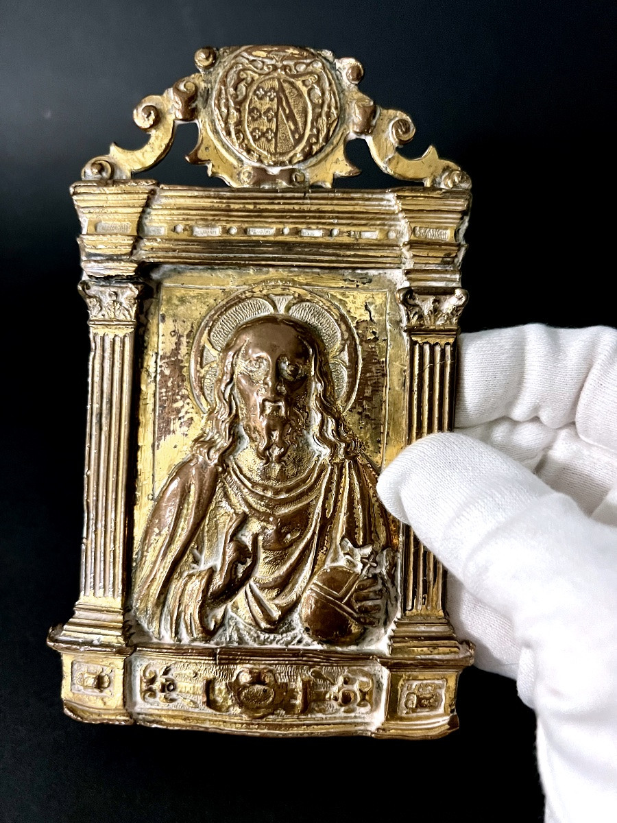 Baiser de paix en bronze doré – Castille, vers 1567-1580 – Salvator Mundi-photo-3