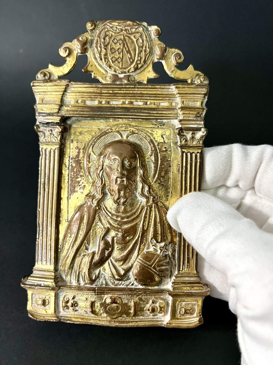 Baiser de paix en bronze doré – Castille, vers 1567-1580 – Salvator Mundi-photo-4