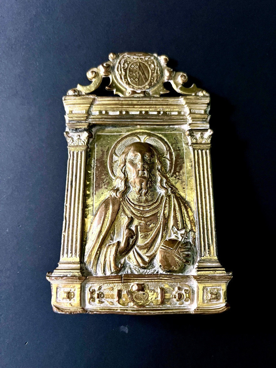 Baiser de paix en bronze doré – Castille, vers 1567-1580 – Salvator Mundi