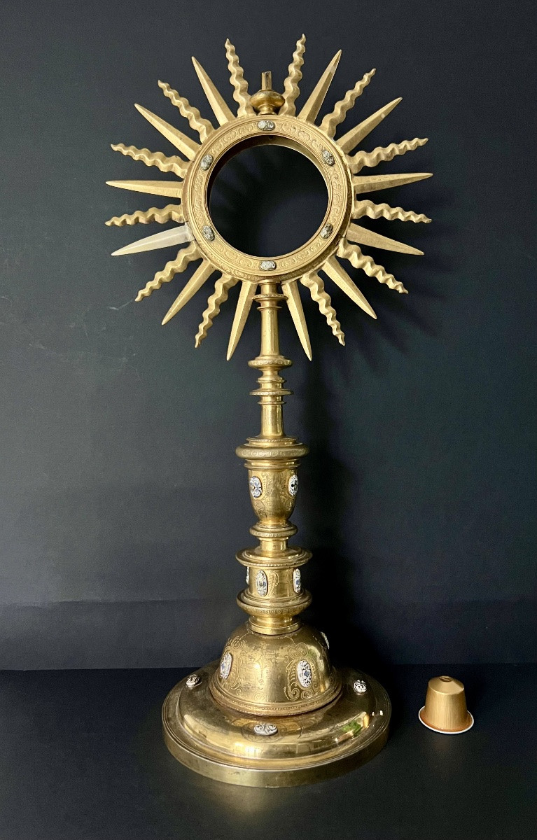 Custode (ostensoir) baroque en bronze doré et émaux — Espagne, vers 1680–1700-photo-1