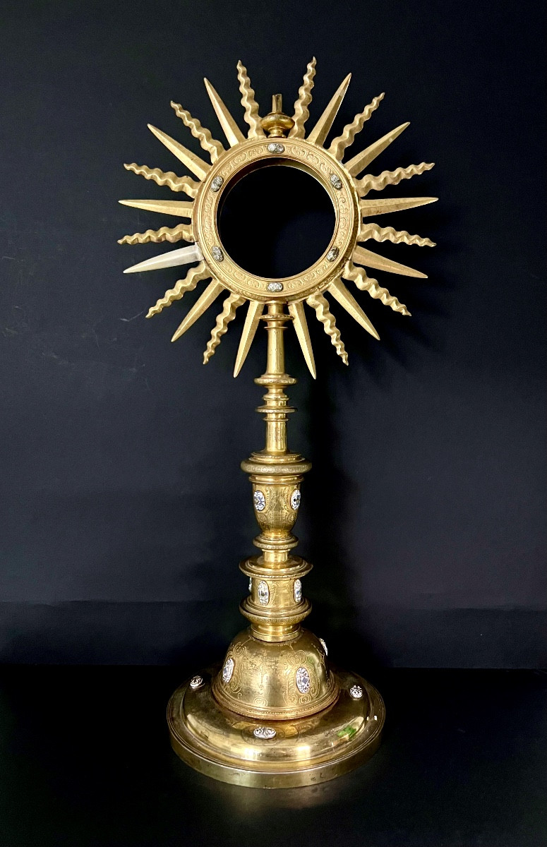 Custode (ostensoir) baroque en bronze doré et émaux — Espagne, vers 1680–1700