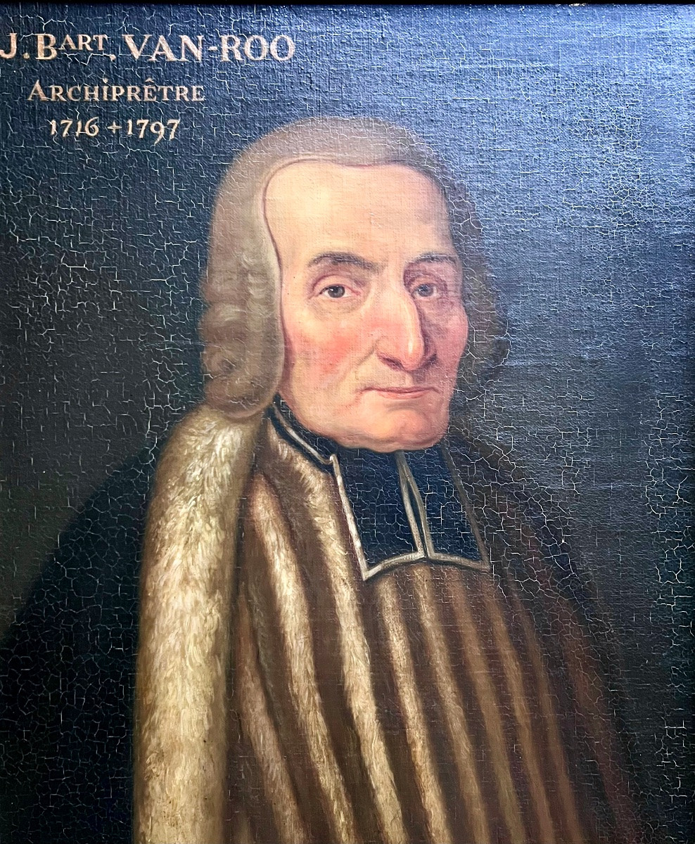 Portrait de l’archiprêtre J.B. Van Roo (1716–1797) École belge du XIXᵉ siècle-photo-2