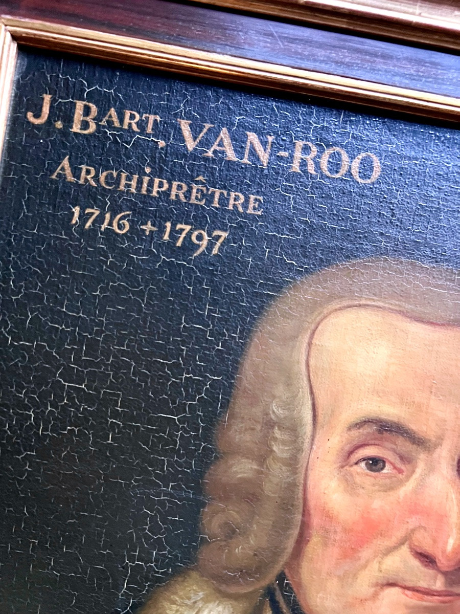 Portrait de l’archiprêtre J.B. Van Roo (1716–1797) École belge du XIXᵉ siècle-photo-3