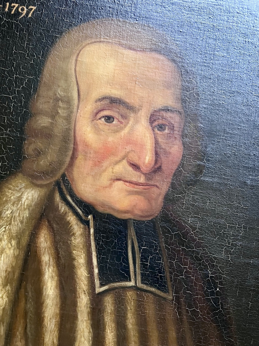 Portrait de l’archiprêtre J.B. Van Roo (1716–1797) École belge du XIXᵉ siècle-photo-2